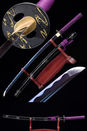 Handmade Japanese Samurai Katana Sword With Purple Blade